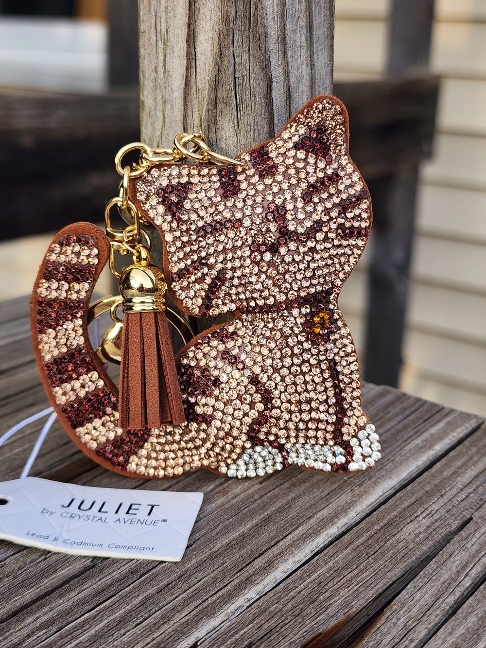 Adorable Embellished Kitty Keychain With Tassle
